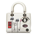 Paradise Medium Lady Unisex White Authenticated Satchel Dior Pre-Owned Lambskin Leather (Good)
