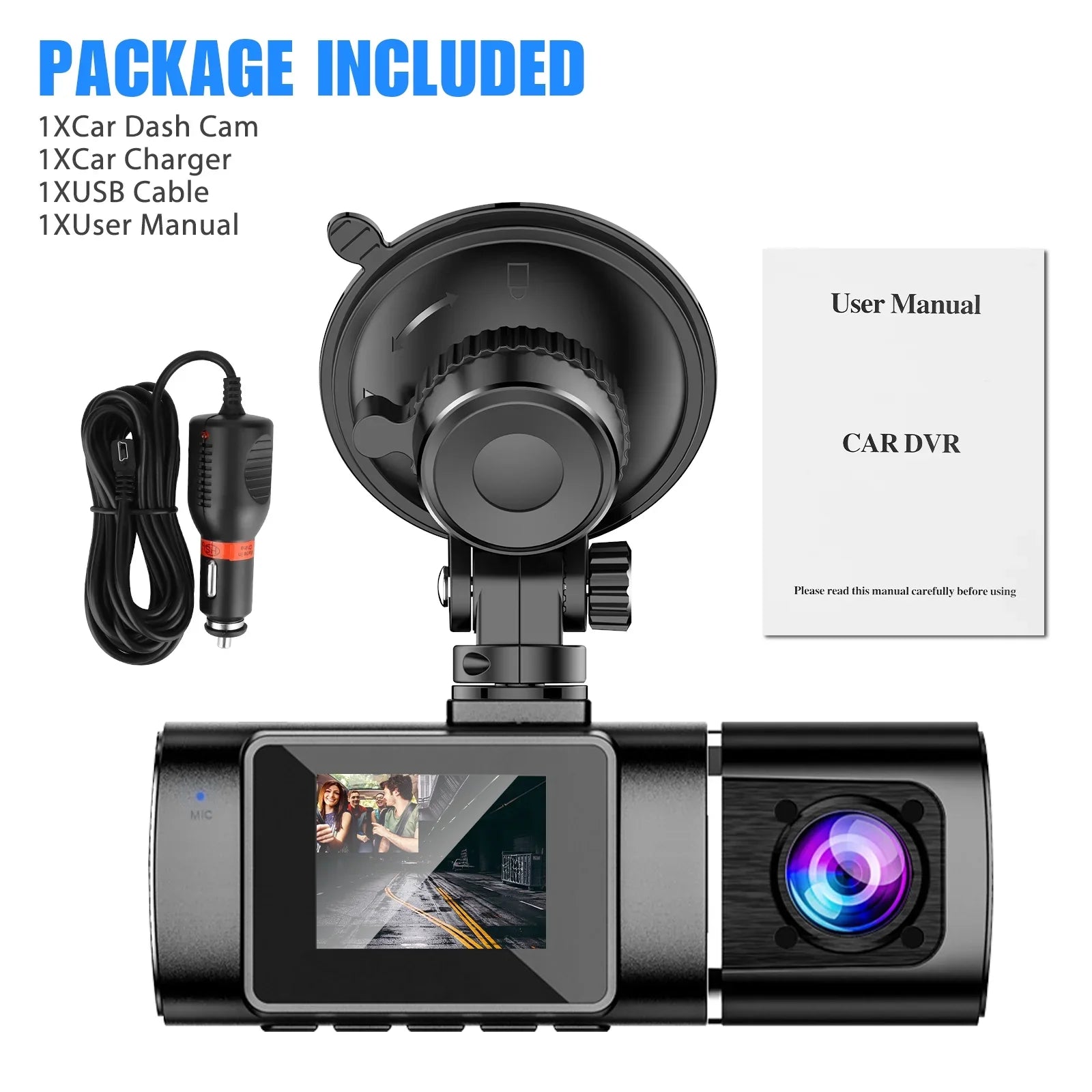 Loop Cabin Car Cam Driving Inside Camera IR 24H Dual Night Front Recording Parking Camera, TSV Recorder, Cam Dash G-Sensor Car Dash with Vision, Mode, 1080P