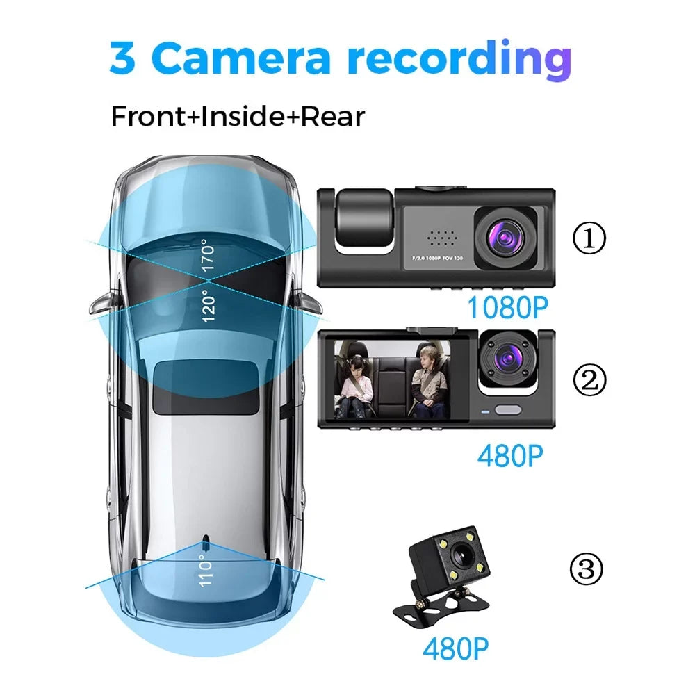 Recorder Driving Clear Auto ammoon Dash WiFi, for Safety 3 Video Cam Camera with Car