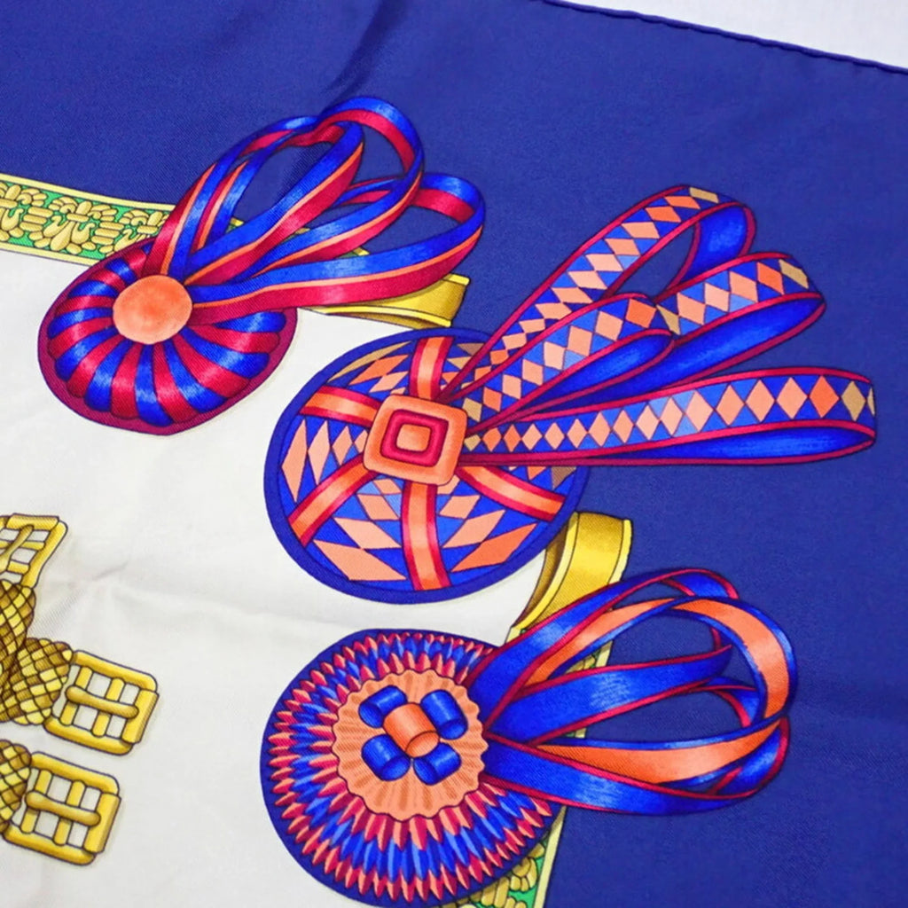 Pre-Owned Ribbon (Good) Muffler Silk Scarf Horse HERMES LESRUBANSDUCHEVAL