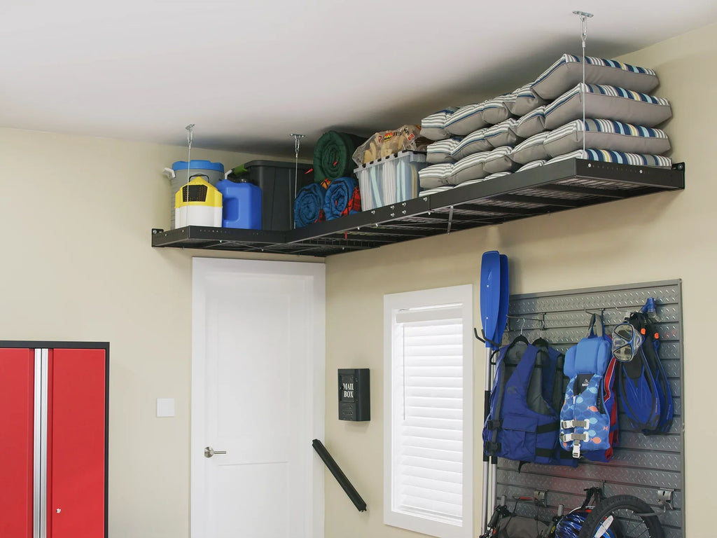 Duty Garage Storage Steel Slatwall Set, Wall Bold System, NewAge Cabinet Shelf Heavy Mounted Red / Products Included Series 24-Gauge 13 Piece