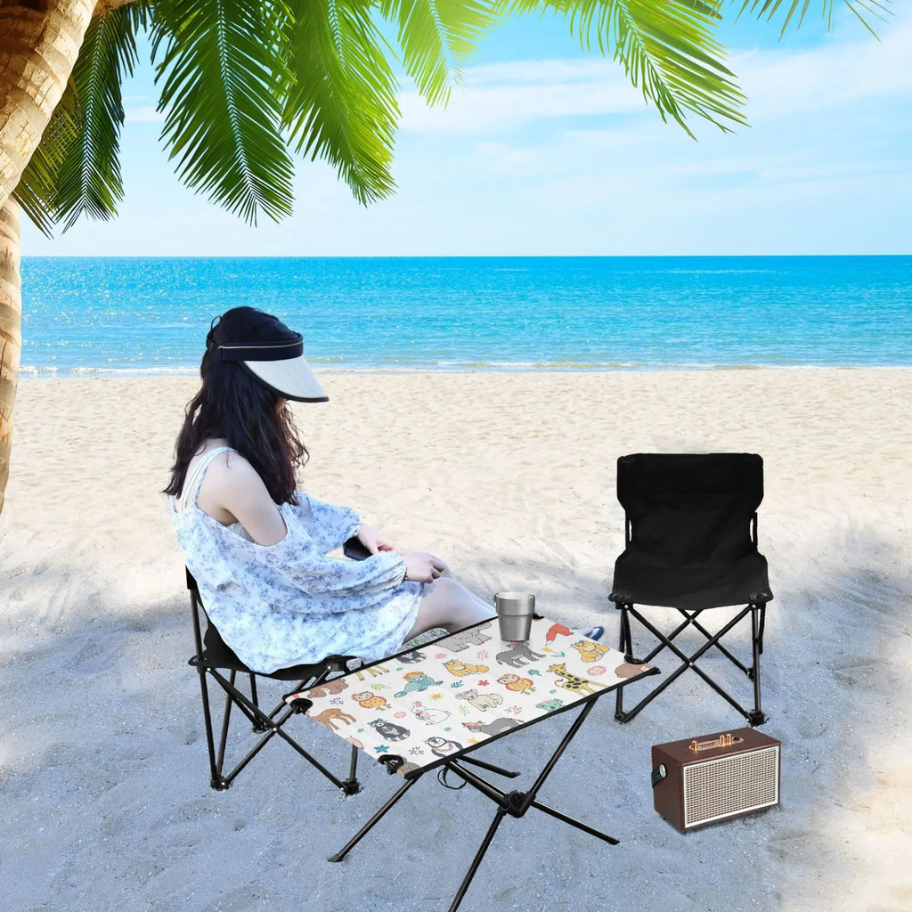 Outdoor Elephant Beach BBQ Giraffe Table Table Folding for Table Compact Fishing Portable Camping Storage Cartoon with Bag Bear Travel Fox Picnic
