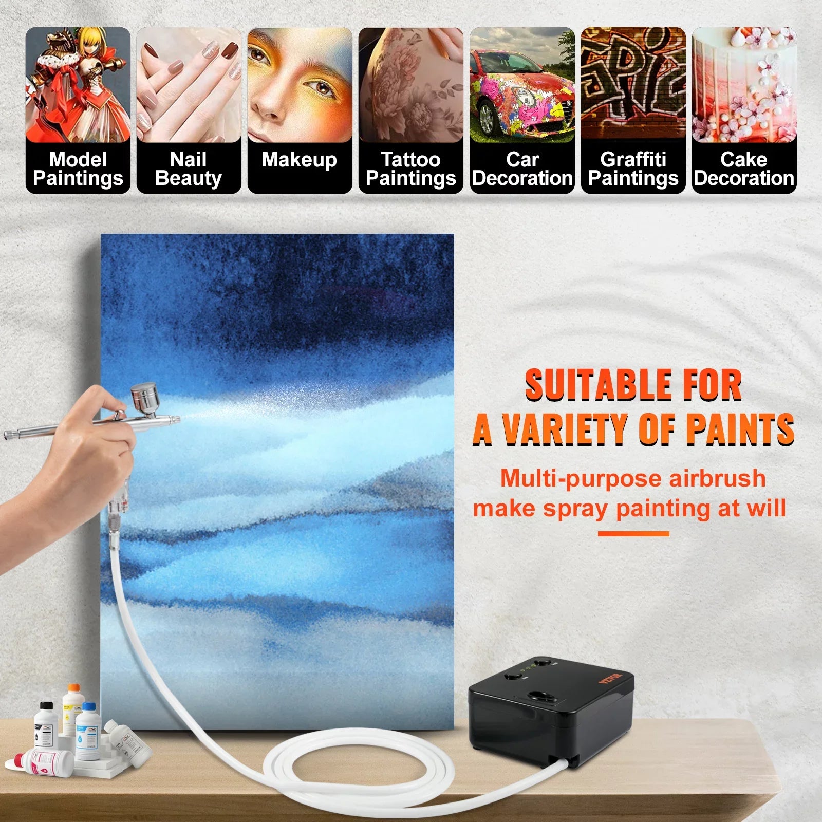 Portable Art w/ Feed Tattoo Kit, Airbrush with Gravity Cookie SKYSHALO Multi-purpose Compressor, Kit Airbrushes, Airbrush System Makeup Set Dual-action Airbrushing Nail