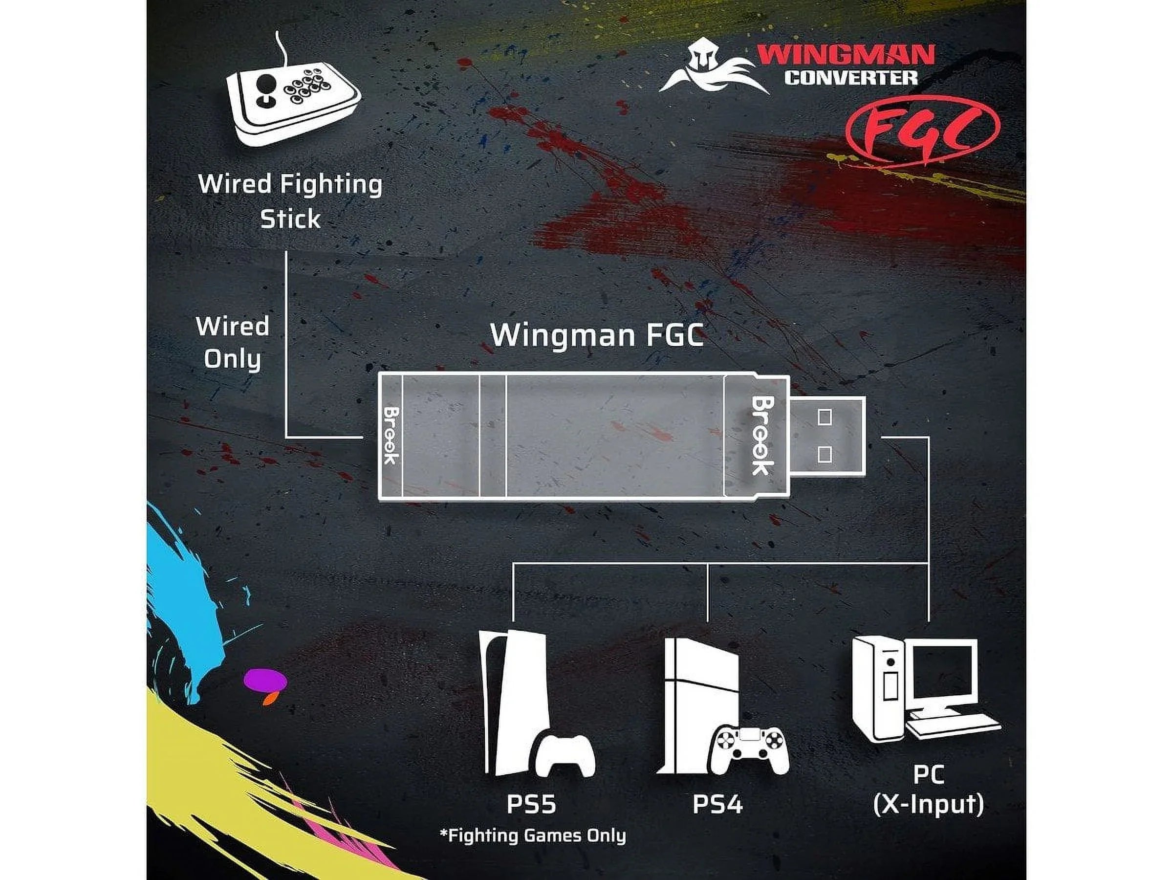 Games, 6 FGC Brook An Wingman converter Built Fighter Arcade PS5 Street for Joystick - Supports Converter, and Fighting