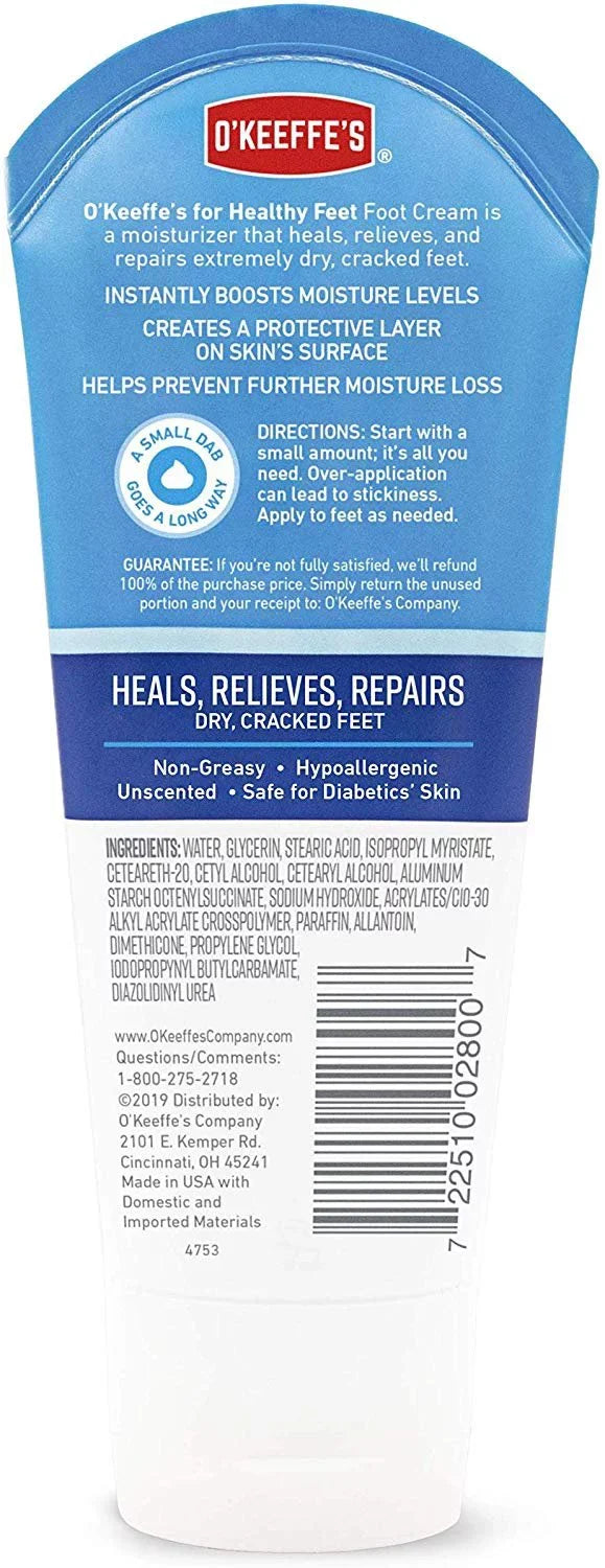 8 of O'Keeffe's Feet 3.0 Foot ounce Healthy Cream, Pack Tube,