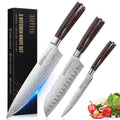 or and Knife, Steel Set, Chef Knife 3PCS Box Kitchen Sharp Ultra Home Stainless for Gift Knives,High Professional Blade, Chefs DFITO Restaurant Carbon Handle Ergonomic