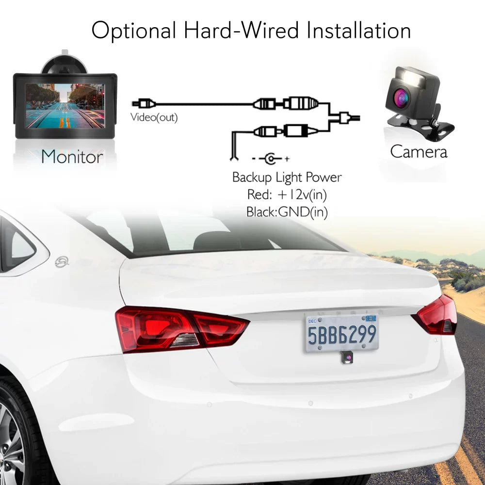 Pyle Wireless Reverse Safety/Vehicle Parking View Camera Car Backup Monitor Waterproof System Rear