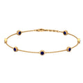 Grade, - Gold, Lab Women inches Yellow Created CT - 1 Blue Bracelet AAAA For Station Chain Sapphire 14K 7.5