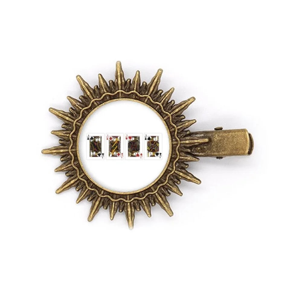 heart sun pattern headwear pin metal clips club j spade hairpin retro