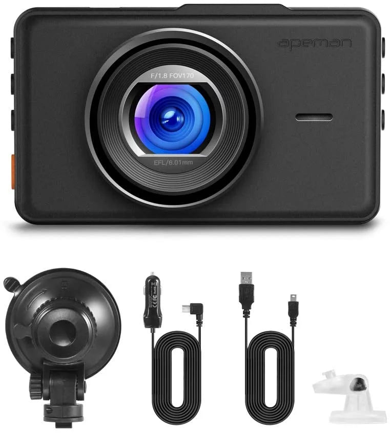 C450 FHD APEMAN Black Angle Cam Screen, Parking Monitor, 170° Camera 1080P 3" Dash Car Wide