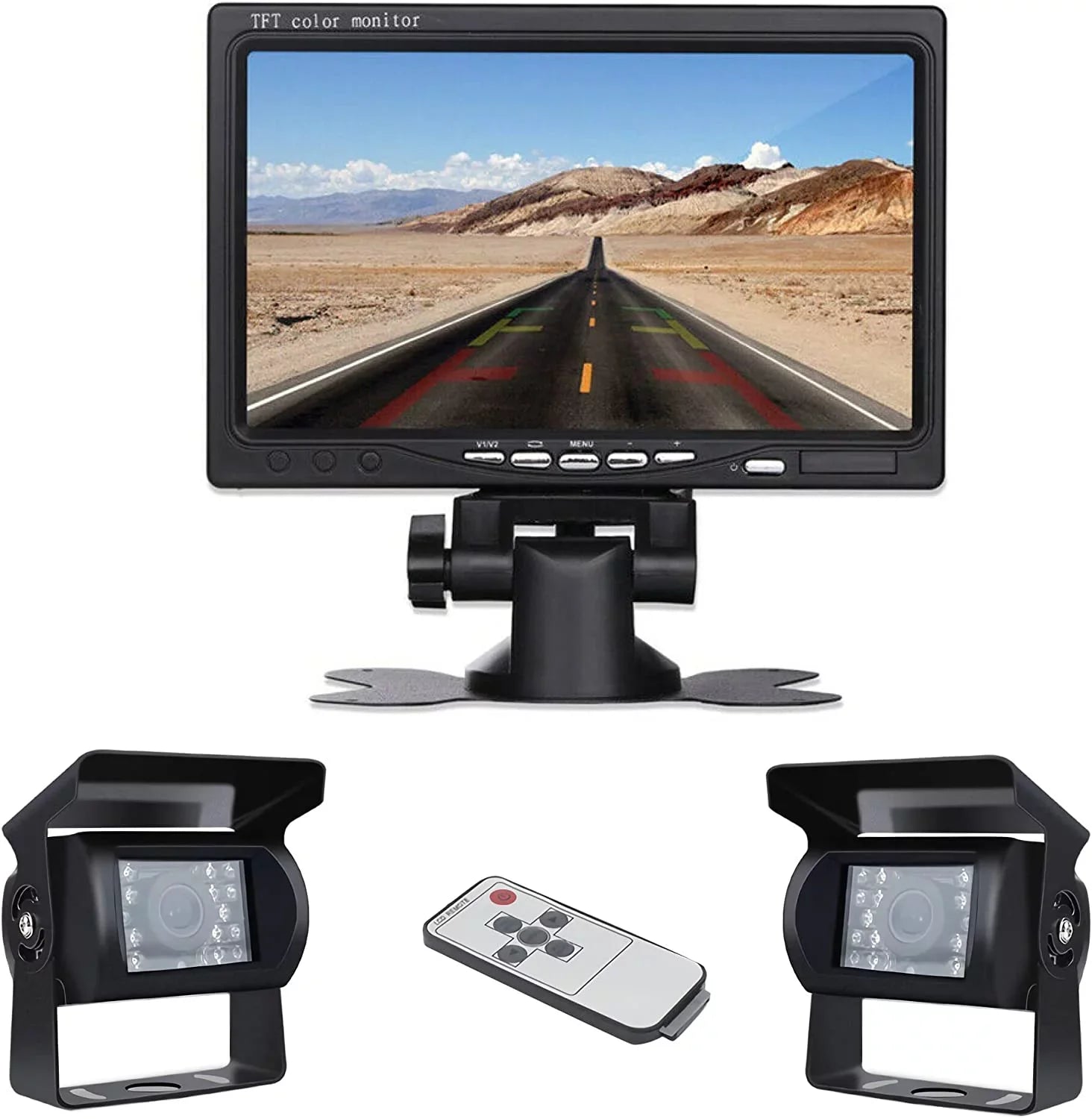 for RV Backup Night 7 Camera Wireless Rear RV/SUV/Van/Pickup/Truck/Trailer Camera and PCS inchMonitor 2 IR Vision View Kit Bileeko