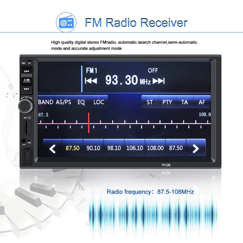 radio Din USB Audio Player Multimedia Car Car Polarlander Car backup Touch Stereo with SD Double Bluetooth function AUX 7-inch link mirror 4LED MP5/4/3 Screen with camera HD FM