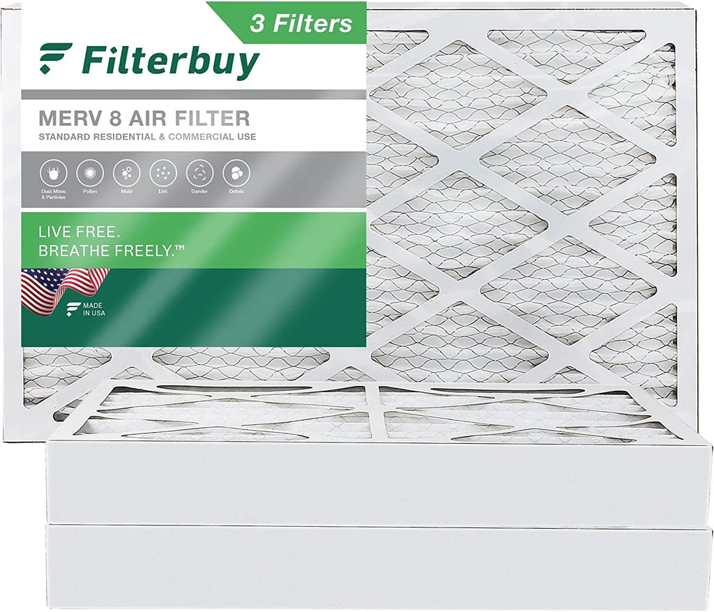Pleated Filterbuy Air (3-Pack) 10x25x4 Furnace HVAC Filters 8 MERV AC