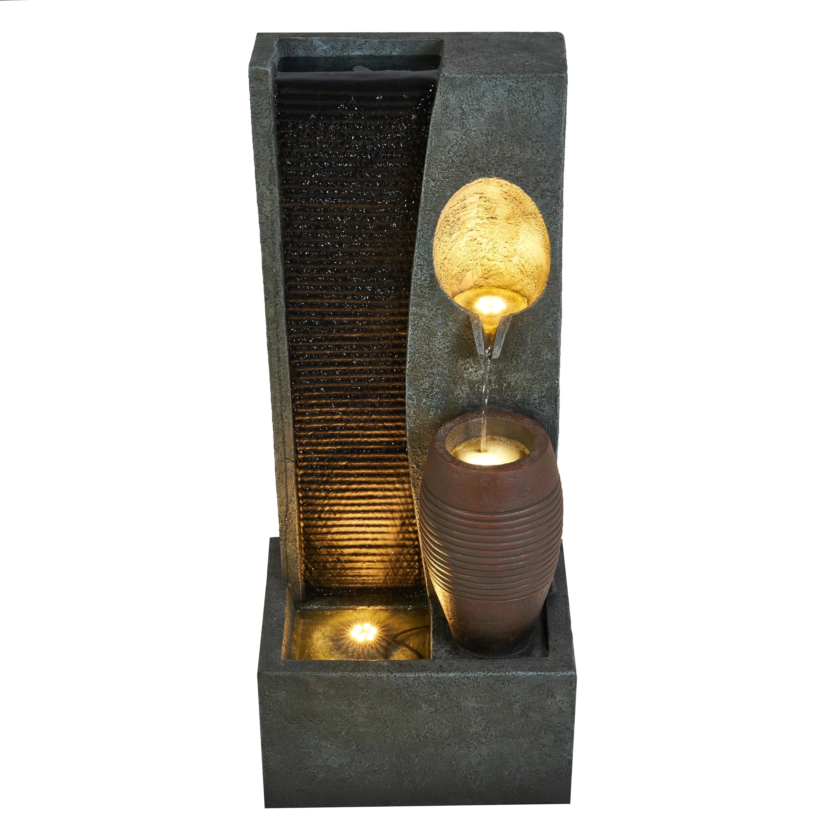 32' White Rainfall Fountain LEDS H Vase 3 Warm with