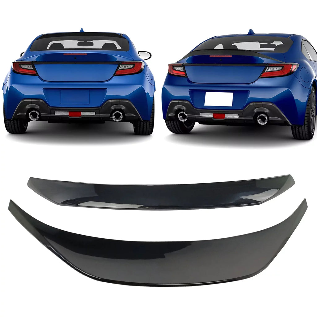 Style Spoiler GR86, Visor BRZ Crystal Trunk D4S Ikon + Spoiler Rear Motorsports Window IKON Silica/Raven Trunk Subaru Pearl 2022-2023 + Style Roof Wing Painted With Toyota Black TRD ABS Compatible