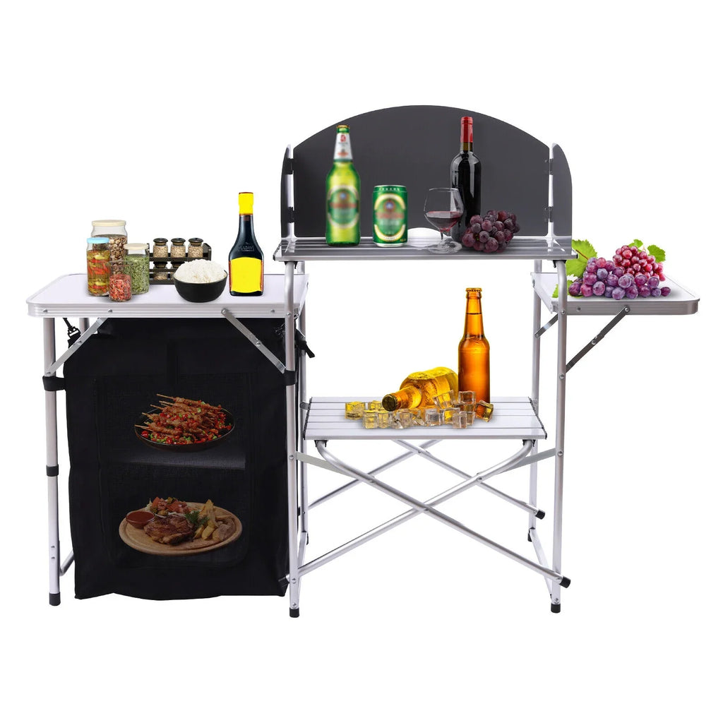 DENEST Windscreen Kitchen Folding Table Detachable Outdoor Camping Table Cooking with