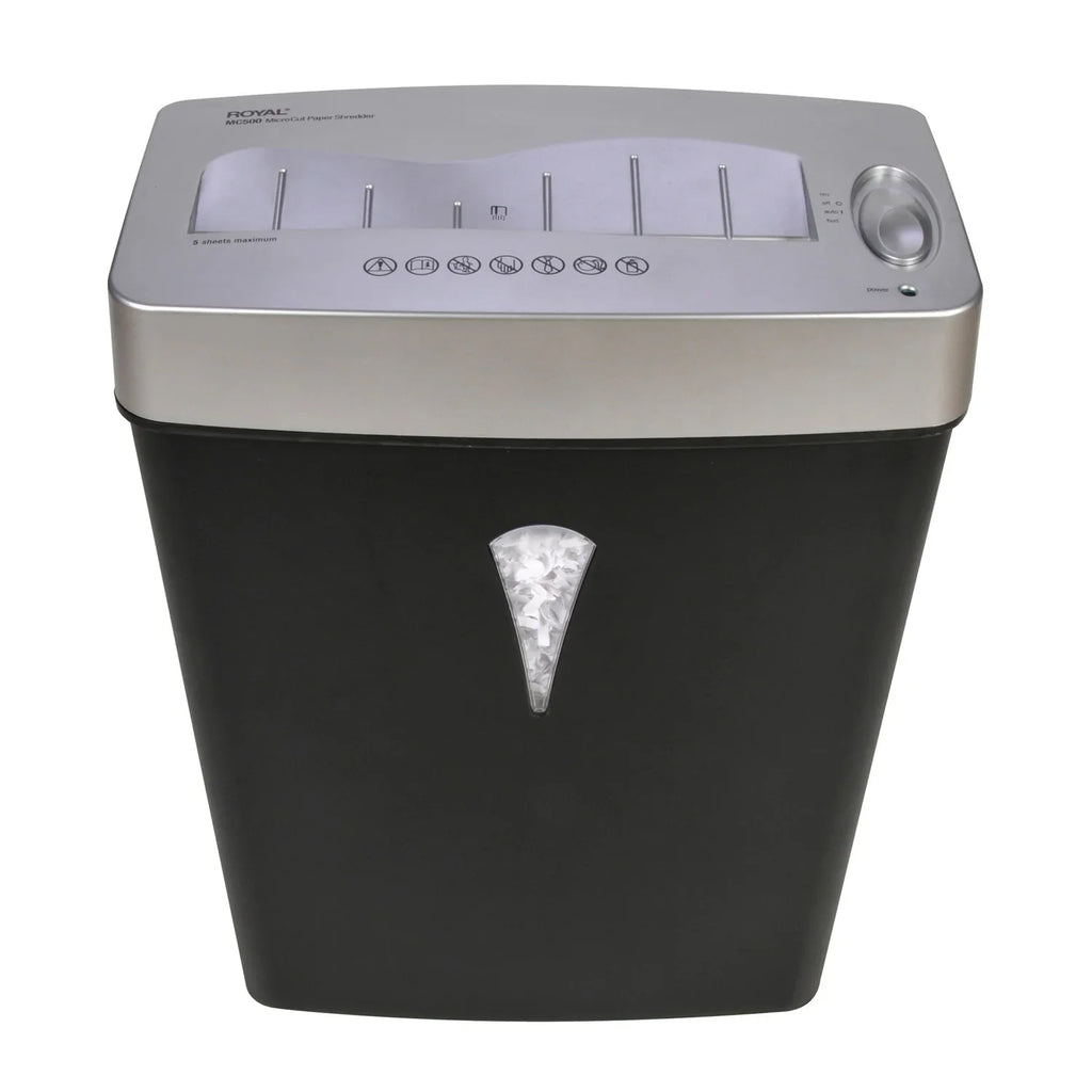 Silver 0.157" gal for Credit - Card 0.394" 4 Capacity 5 Shredder Cut Shred Paper - shredding Per - Wastebin x MC500 Micro Paper, Black, - Pass - - Size Royal