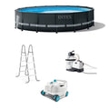 XTR Ground w/ 16ft Set Pool Ultra Pump 48in x Intex Vacuum Above & Cleaner