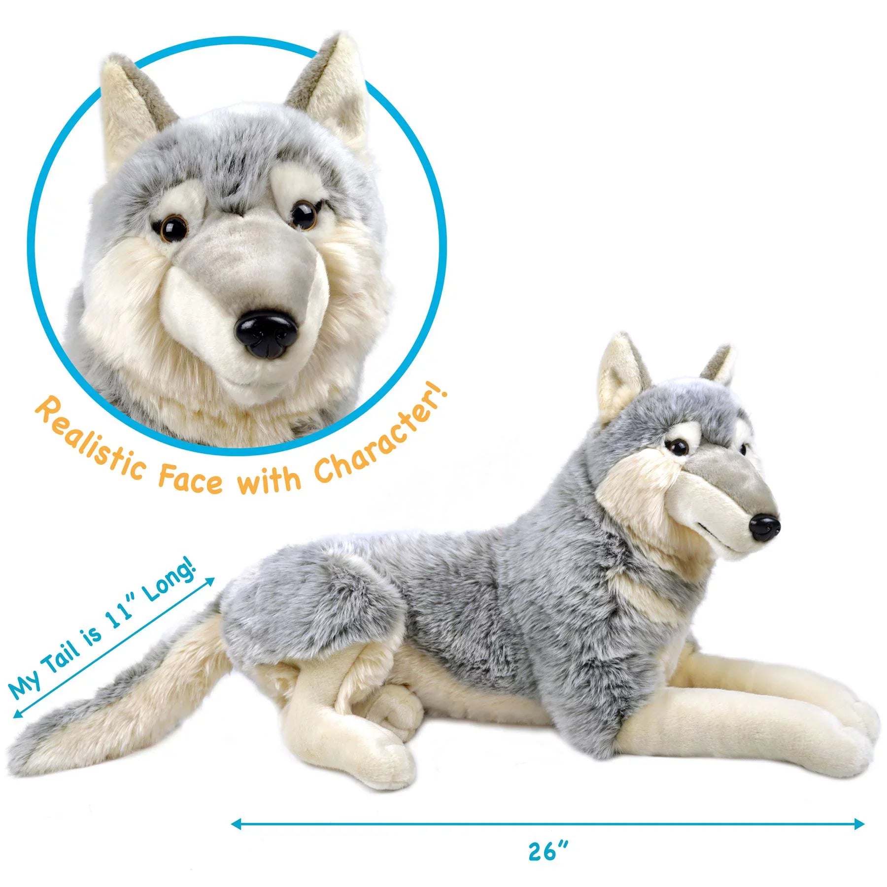 '- - by Stuffed Plush Inch The Including Tiger Winry Wolf Dog Measurement) Tail 27 Tale Toys Animal (Not