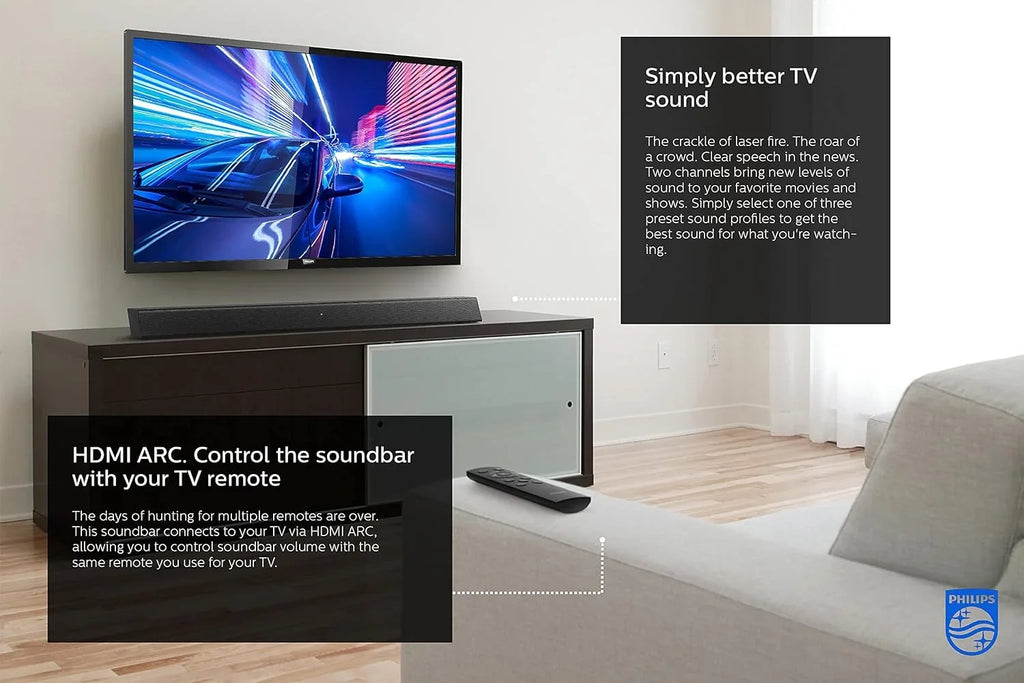 Bluetooth Soundbar Wireless PHILIPS Speaker Sound Stereo 2.0 TAB5105/37