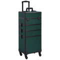 Makeup Green Aluminum Alden Case, Travel Professional Cosmetic Design 4-in-1 Dark