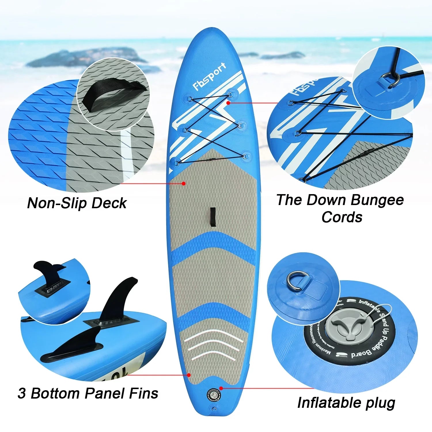 Control, Surfboard Ft Surf Accessories Paddle Bag, Thickening Non-Slip Up SUP w/Complete & Standing Boat Carry FBSPORT 11 Deck, Stand Inflatable Board