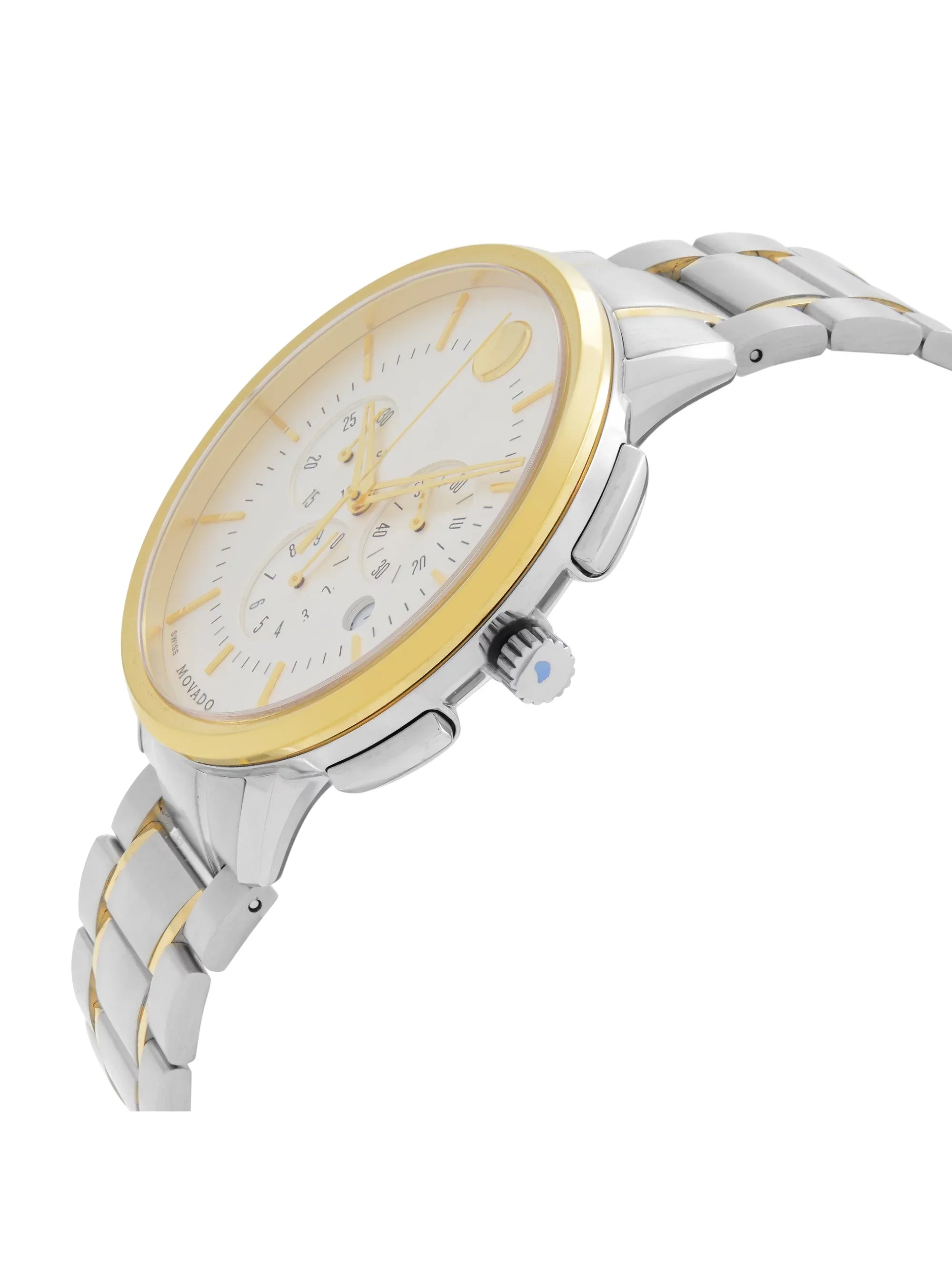 Classic 42mm Thin Watch Two-Tone Dial Movado 0606887 Silver Steel Quartz Mens