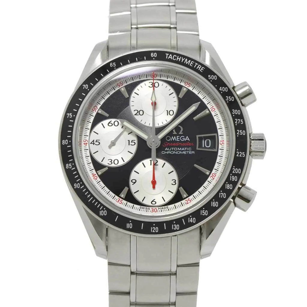 3210 Dial Omega Black Watch Men's Automatic Date Pre-Owned Speedmaster Chronograph OMEGA 51 (Good)