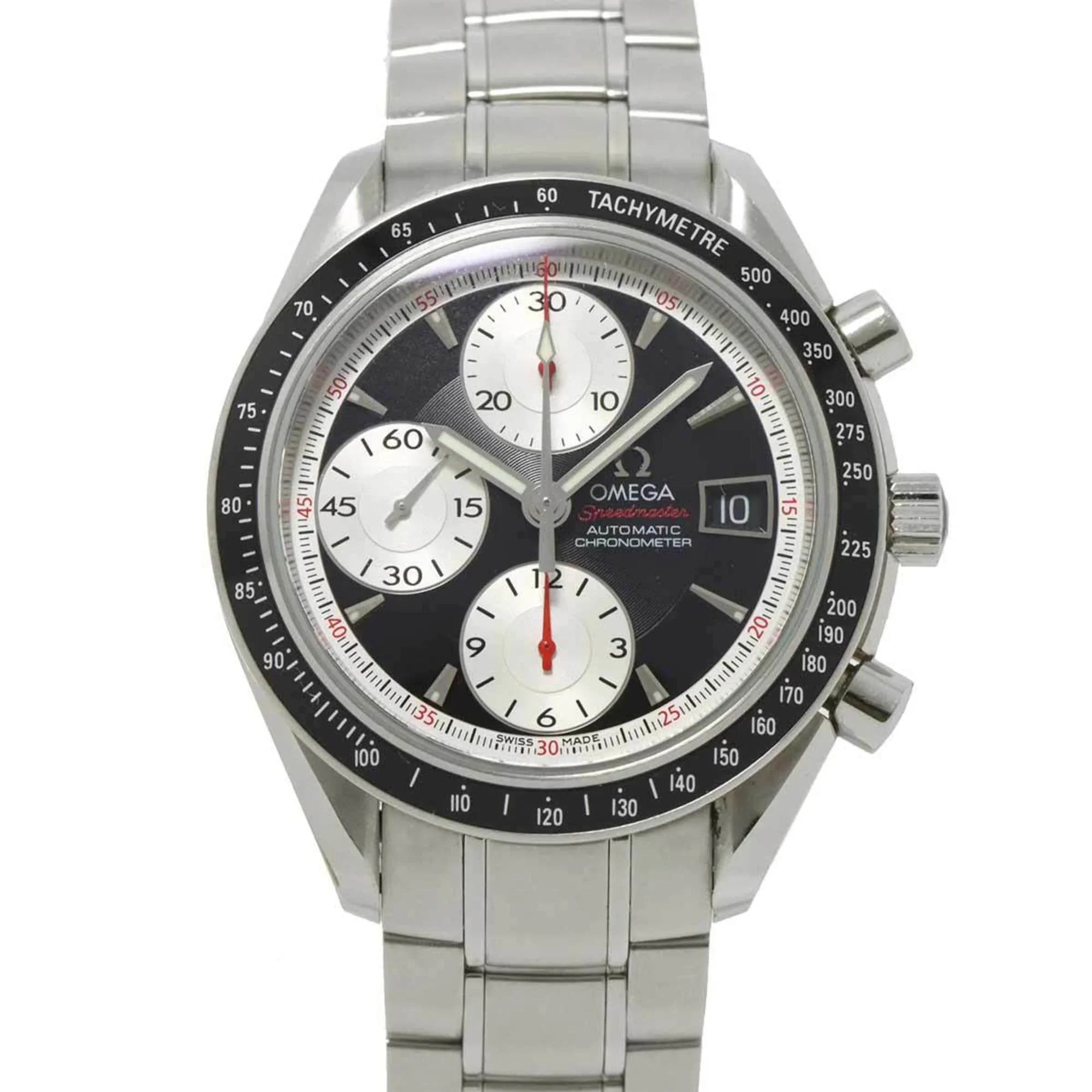3210 Dial Omega Black Watch Men's Automatic Date Pre-Owned Speedmaster Chronograph OMEGA 51 (Good)