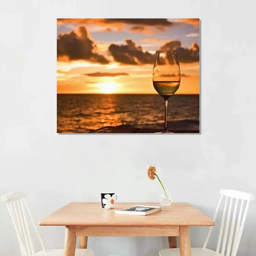 Painting Inch the at wine Poster Glass Home Bedroom Sundowners beach on Wall Canvas white 20x16 Artwork Art Prints of Framed Pictures Shiartex Living on Decor Office Room for sunset