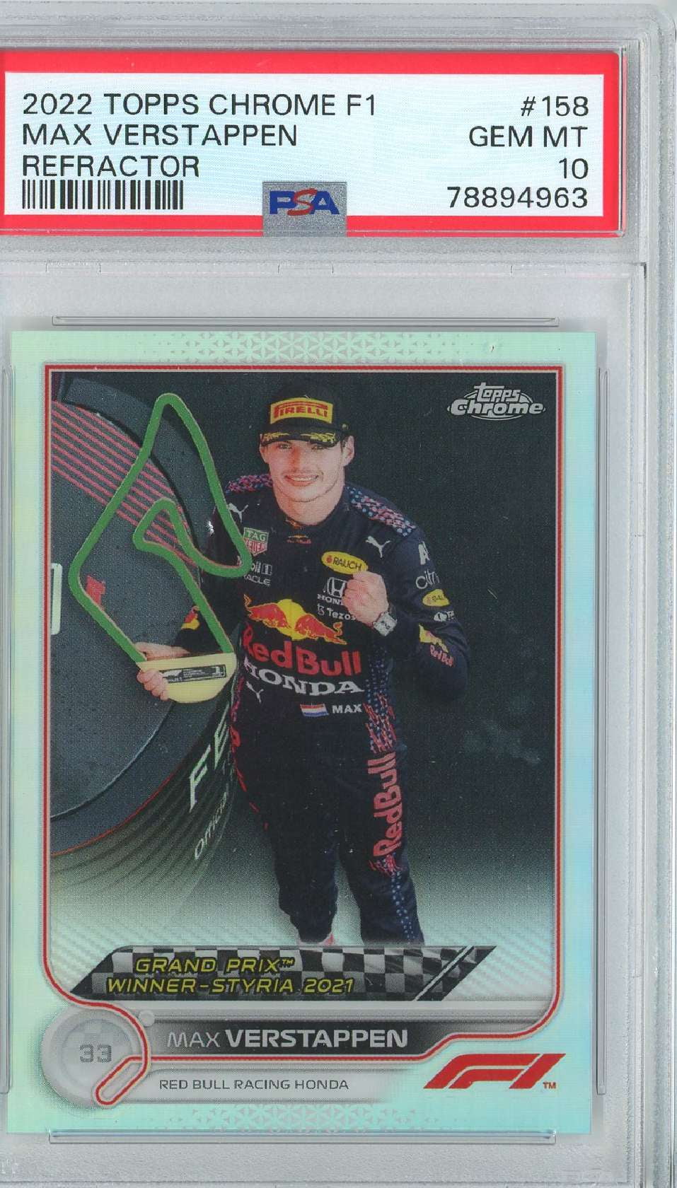 Verstappen #158 PSA Max Topps 10) Chrome 2022 (Refractor F1