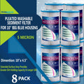 Life Pleated Filter Surface Washable 5 Filter 8) Blue Sediment Rust, Removes Silt, Housing Area, 10" by (Set & Micron Extended of Reusable Ronaqua Big for Blue Dirt, Sand, Amplified Big