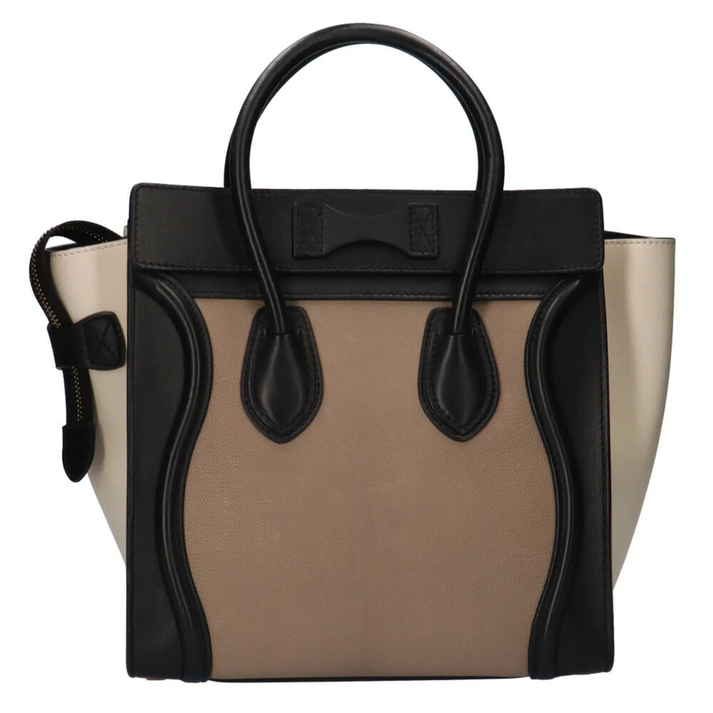 Micro Leather Luggage Beige Ladies Pre-Owned Shopper Handbag Celine (Good)