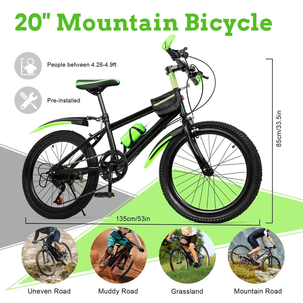Steel Disc High Double Bike 7 Brake 20in Child Bicycle Speed Carbon Bike Kids w/