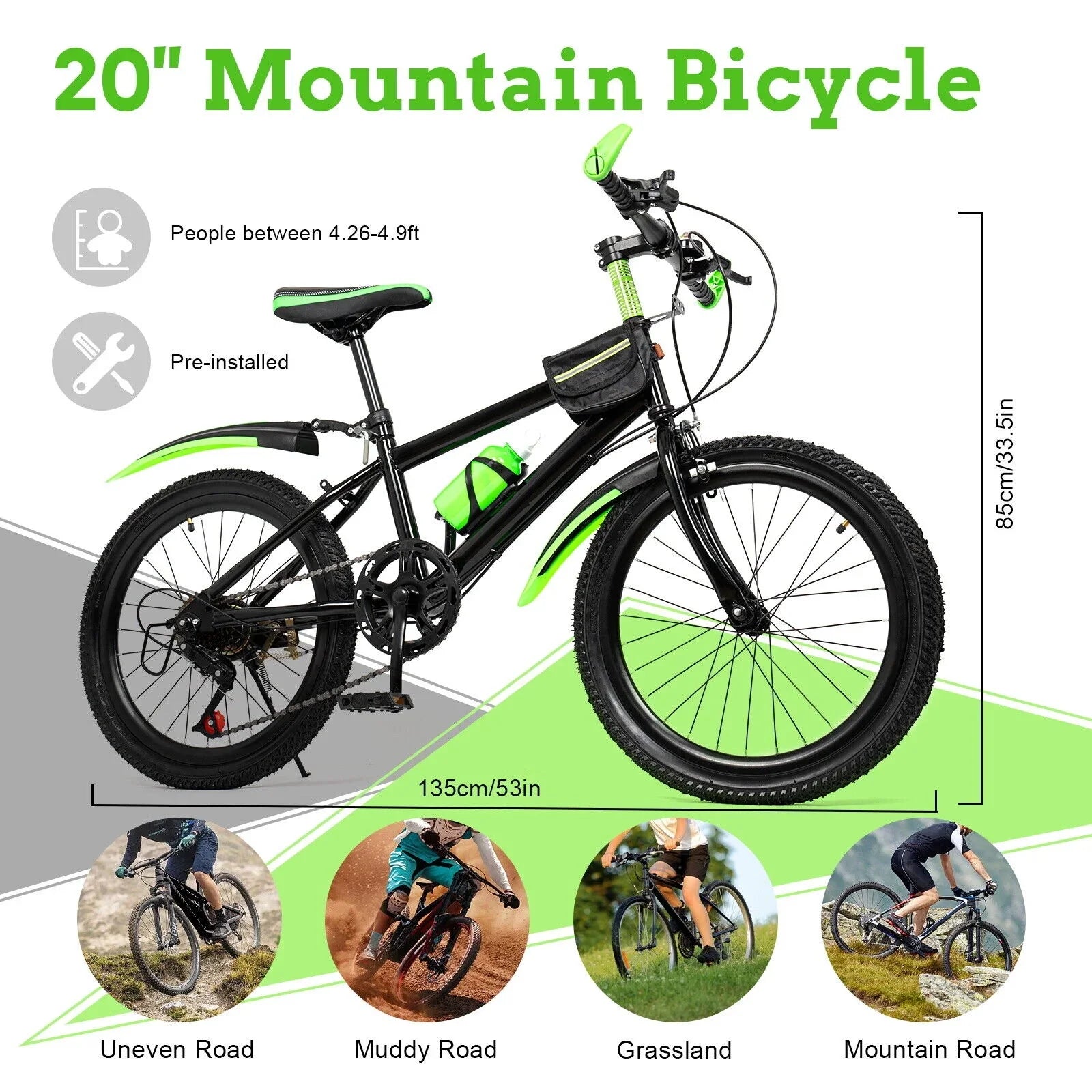 Steel Disc High Double Bike 7 Brake 20in Child Bicycle Speed Carbon Bike Kids w/