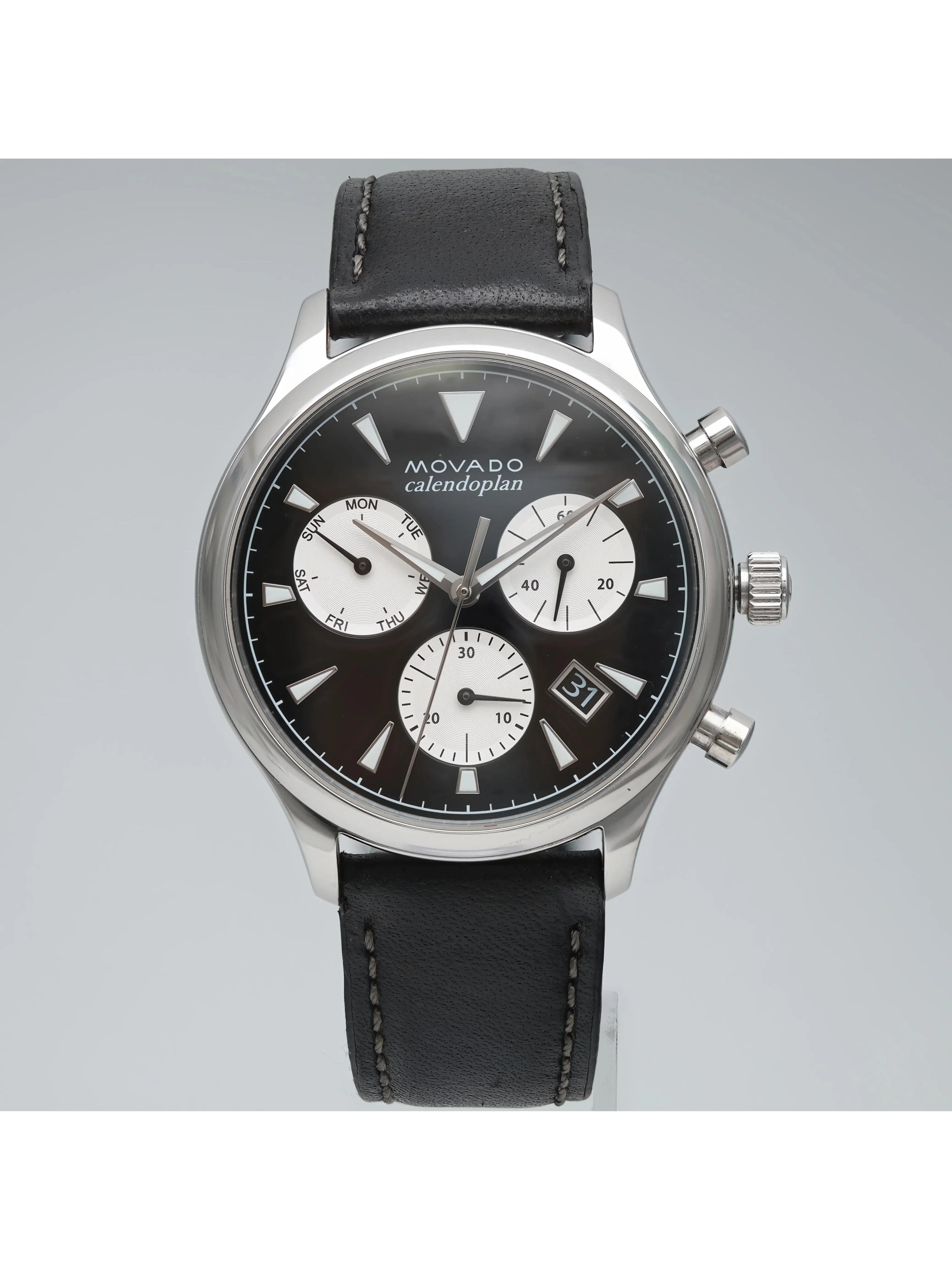 Men Black Watch Steel 3650005 Dial Quartz Movado Heritage