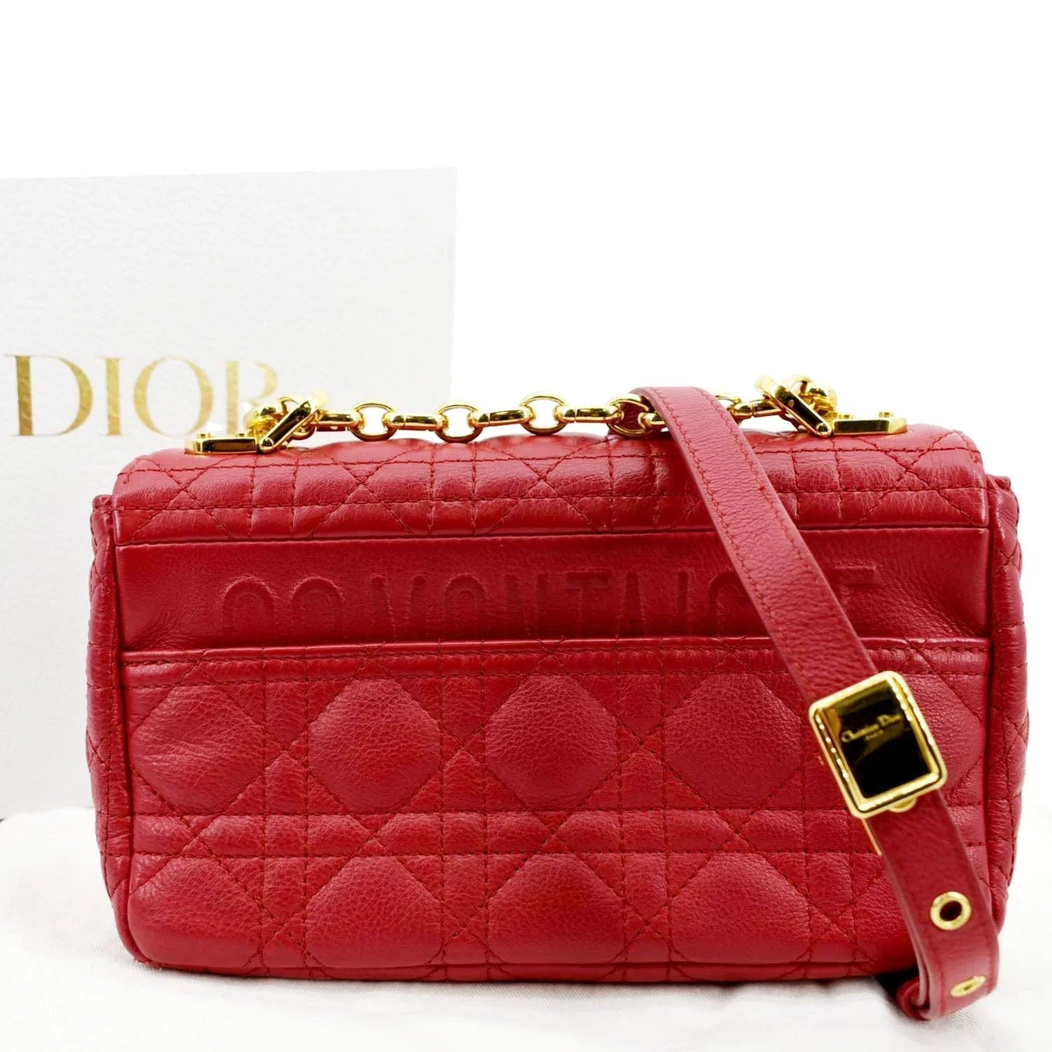 Bag DIOR Leather Cannage Caro Calfskin CHRISTIAN Pre-owned Shoulder Red