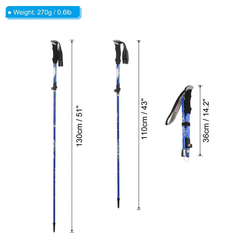 Inch Poles, Pole Blue Collapsible 51 Uxcell Dark Alloy, Trekking Hiking Aluminum