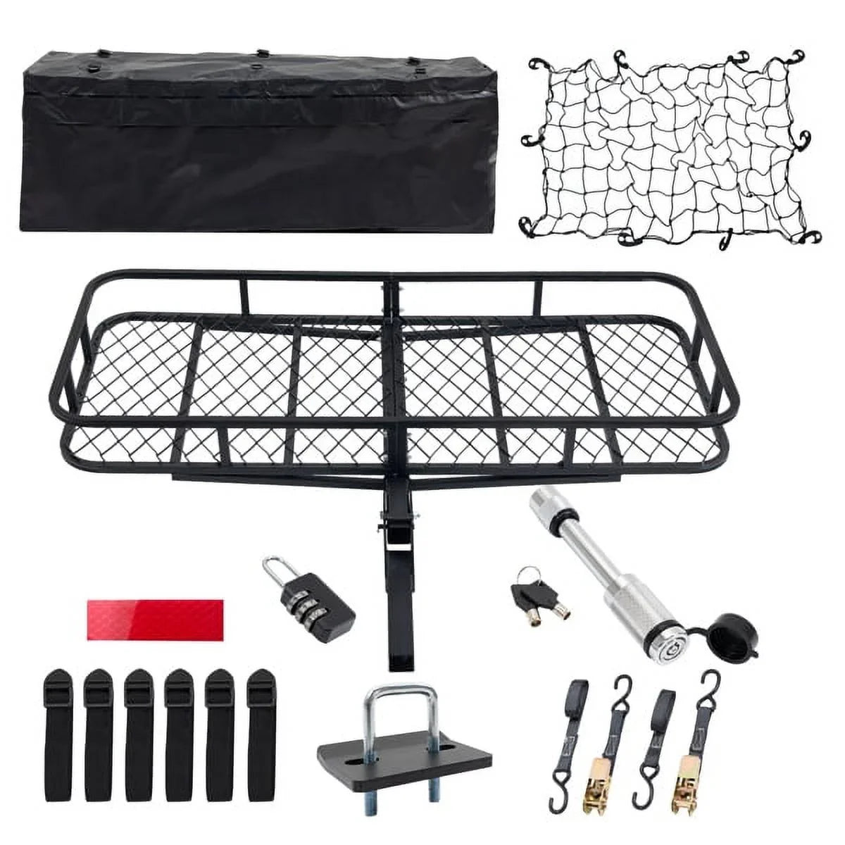 Capacity x lb Car Truck Folding net, cargo Net, 24" capacity x SUV Trailer, folding 60" mounted Cargo 500lb for basket Mounted 500 6" Cargo Black Hitched with Basket hook with cargo 60"x24"x6"