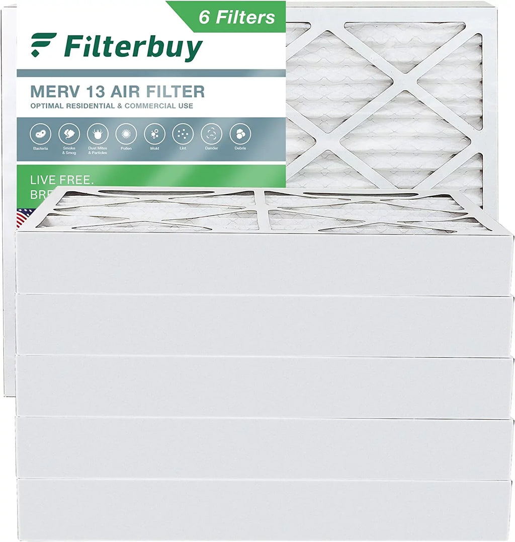 12x18x4 AC Filterbuy (6-Pack) Pleated HVAC Furnace MERV 13 Air Filters