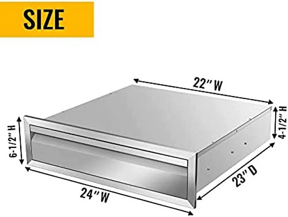 Triple Drawers Kitchen Mount For Island Outdoor 23D Station,24W Outdoor Flush Grill Handle, Steel X Drawers Patio Access Kitchens With Inch 6.5H Drawers, Stainless X BBQ Or BBQ
