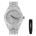 Movement - Out Simulated - Bling Mens Watch Adjustable with Band and Dial Tone Diamonds Bling-ed Silver Diamond Out - Iced 42mm Finish Fully Metal Quartz