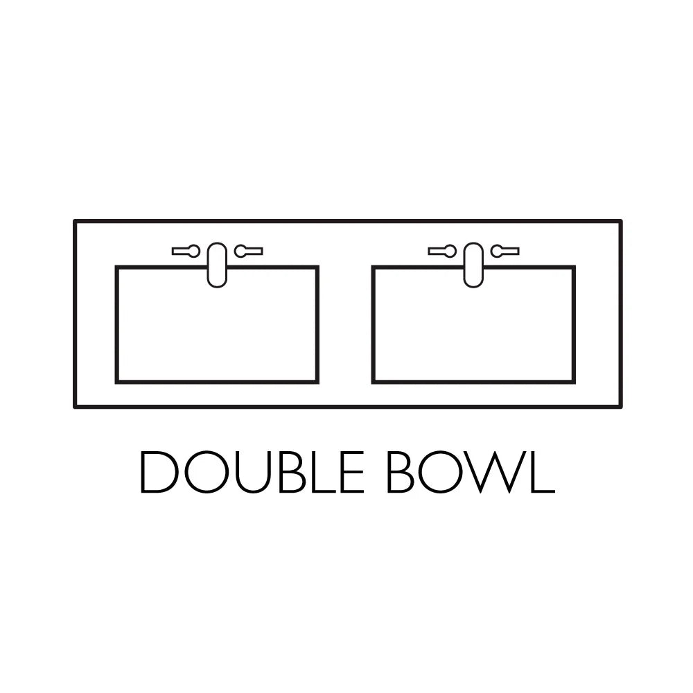 Top House Rectangle Mount Double Bowl 61-inch Integrated Marble Cultured Camilla Solid Design Vanity White 557678-WHT Centerset Backsplash, with
