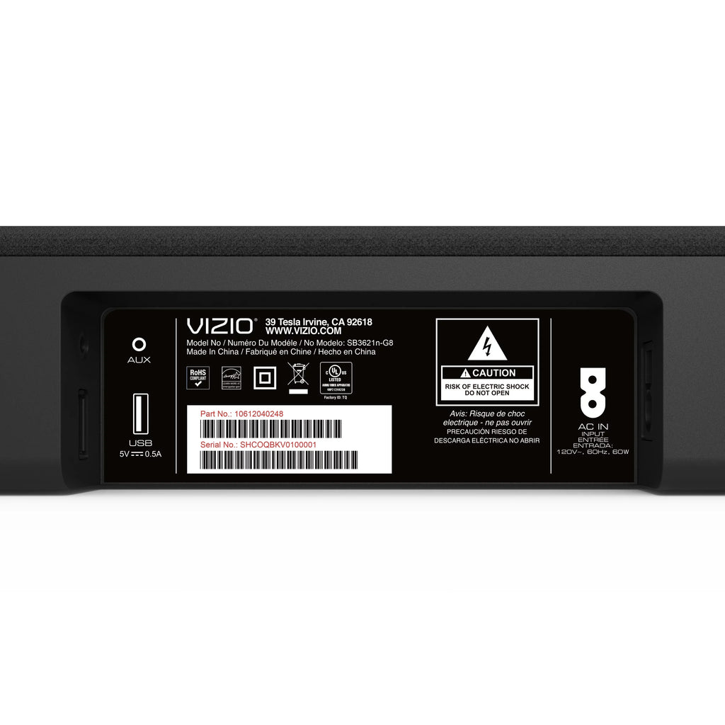 36" (Refurbished) Restored VIZIO Bar Channel Sound SB3621n-G8B 2.1 System