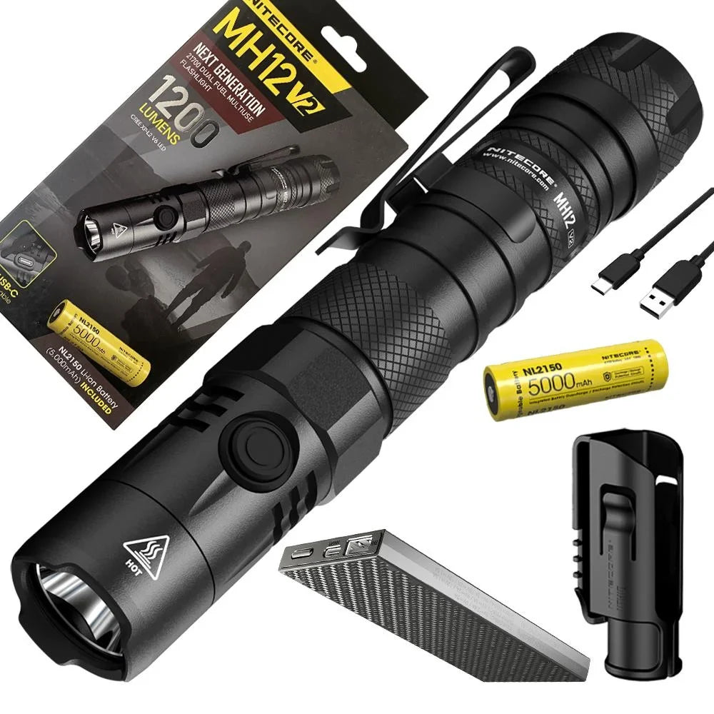 w/ XP-L2 Nitecore Battery Bank COMBO: Nitecore 21700 NB10000 LED 10,000mAh V6 V2 and CREE Lumens Flashlight MH12 Power -1200