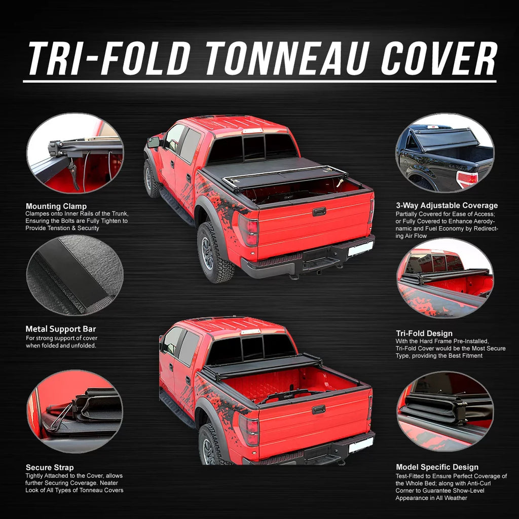 to Adjustable -Fold For Top Frontier Trunk Tri DNA Motoring Nissan 2005 Cover TTC-TRISOFT-045 Soft Fleetside Bed 5' 2021 Tonneau