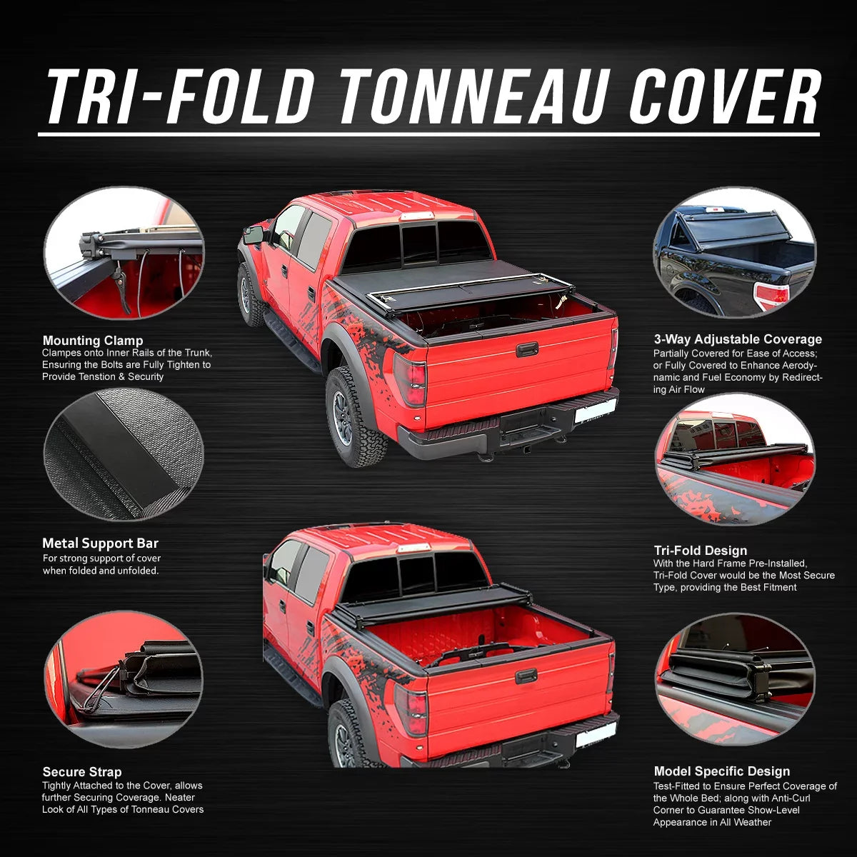 to Adjustable -Fold For Top Frontier Trunk Tri DNA Motoring Nissan 2005 Cover TTC-TRISOFT-045 Soft Fleetside Bed 5' 2021 Tonneau