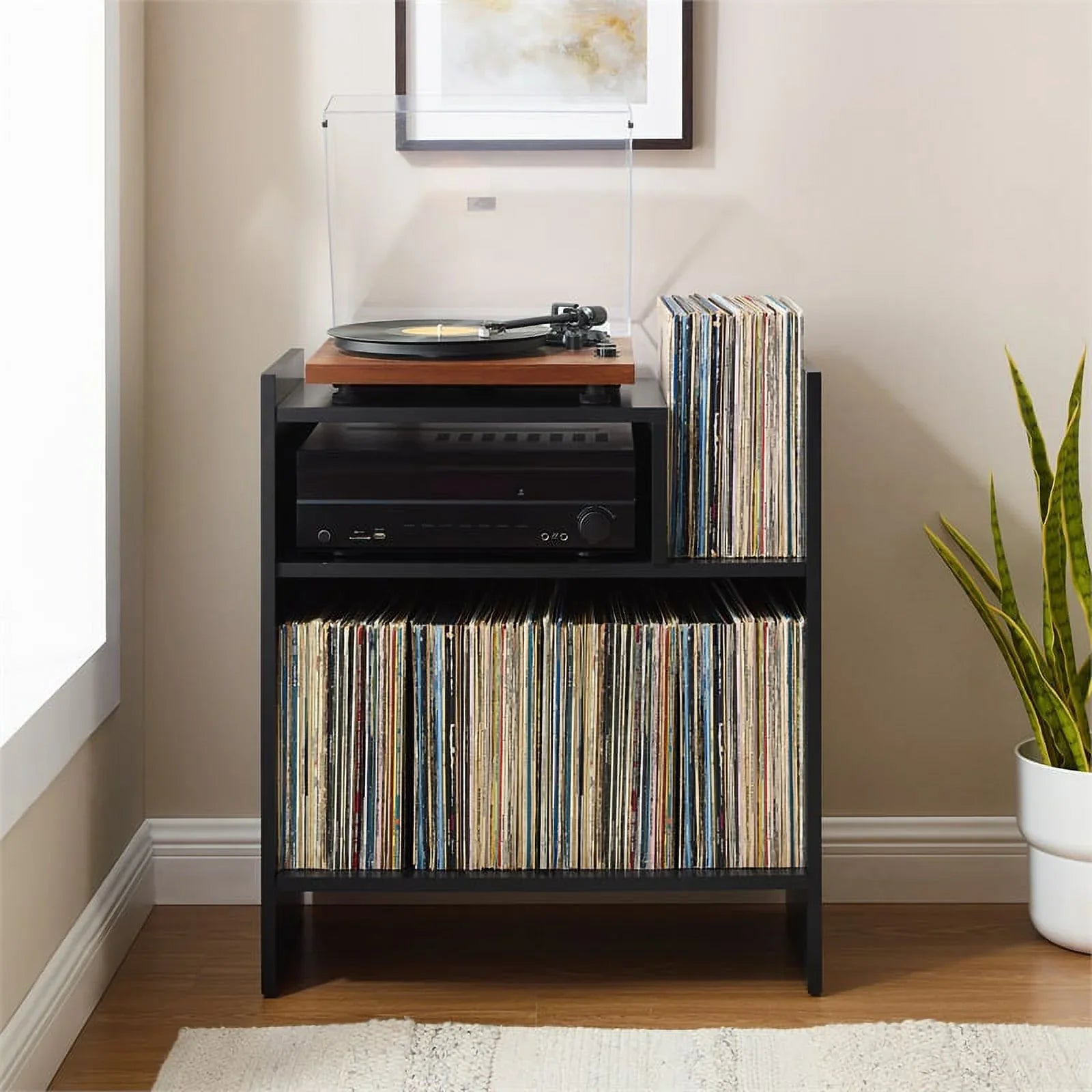 Tv Furniture Portland Console Record Stand Center, Entertainment Crosley and Media Vinyl Storage