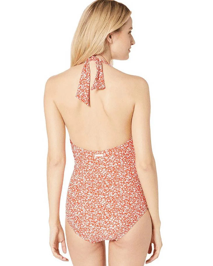 6 Kors V-Twist Michael Womens Red, Shadow Michael Size One-Piece, Floral Deep Halter