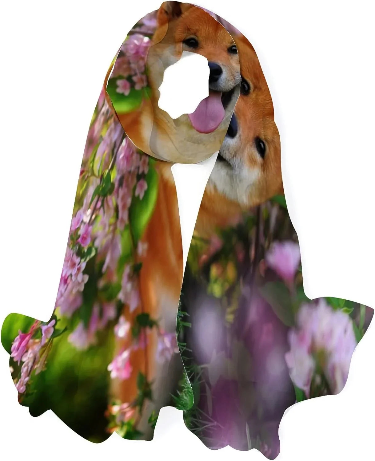 Hyjoy Scarves Dog Lying Long Neck In for Lightweight Flowers Women Scarf Girls Wrap Silk Shawl